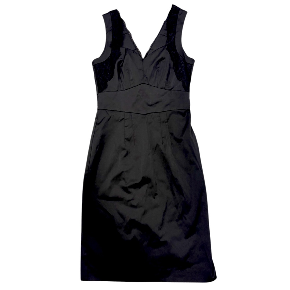 H&M Black Satin Dress w. Lace Detail, Size 4